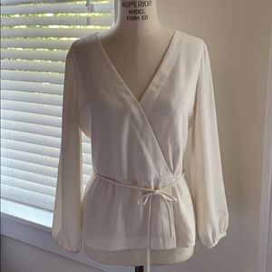 J. Crew Ivory Faux Wrap Blouse